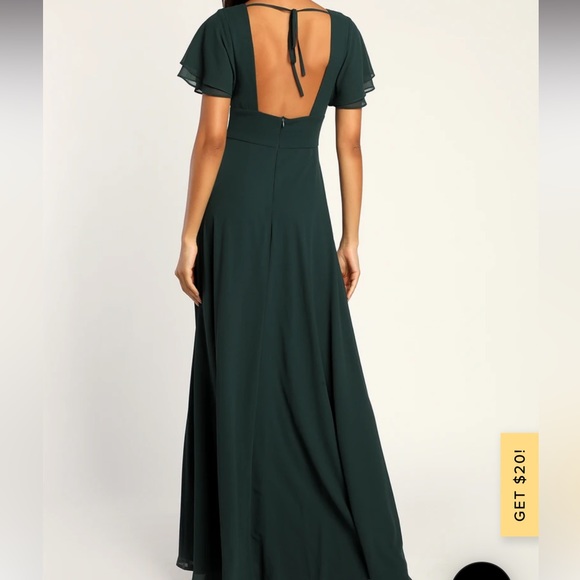 Lulu’s Emerald Flutter Sleeve Chiffon Maxi Dress - XS - Picture 2 of 6